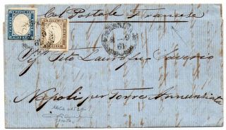 1861 Italy Sardinia Cover Sa 14ca,  15db Only 10 Covers Known