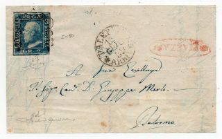 1859 Italy Sicily Cover Sa 6d 2gr Azzurro Oltremare $24400.  00