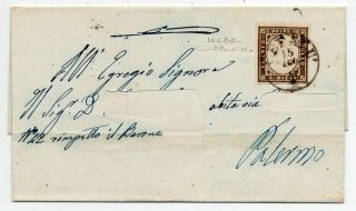 1861 Italy Sardinia Cover Sa 14cbb Cefalu Rare Cancel $6400.  00