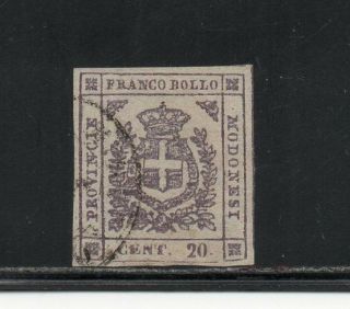 1859 Italy Modena Sa 16a,  20c Lilla $3050.  00,  Rarity