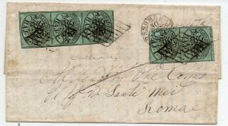 1857 Italy Roman States Cover Sa 2 Strip,  Pair Cv $4575.  00
