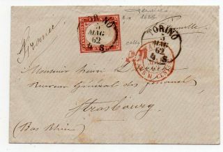 1862 Italy Sardinia To France Cover Sa 16db $3900.  00 Rarity
