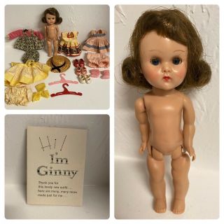 1950s Vogue Ginny Doll Straight Leg Walker Molded Lashes,  Tagged Outfits