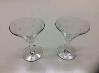 Vintage Crystal Martini/champagne/cocktail Glasses With Etched Stars.