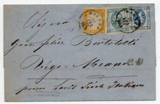 1863 Italy To Austria Mixed Franking Cover Sa 14dc,  12,  12a $16500.  00