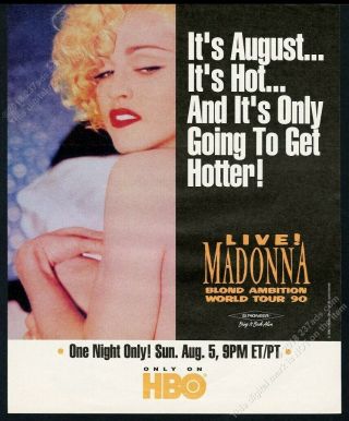 1990 Madonna Photo Blond Ambition Tour Hbo Concert Vintage Print Ad