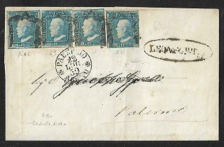 Italy Sicily Sa 6e X 4 Stamps 2 Varieties Cover 1859 Cv$39000 Certificate