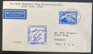 1930 Germany Graf Zeppelin Lz 127 South America Cover To Conneaut Oh Usa C38