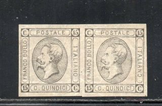 1863 Italy 15c Pair Imperf Proofs In Black,  Astronomic Value