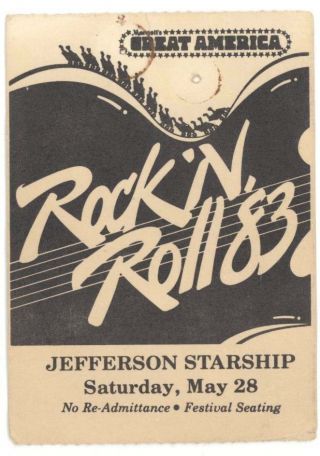 Jefferson Starship 5/28/83 Santa Clara Ca Great America Ticket Stub Airplane