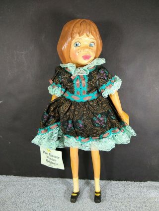 Lia 13.  5 " Hitty Hand Carved Wood Doll By Paul Spencer 1986 3r