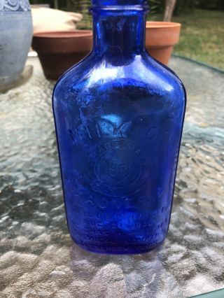Phillips Milk Of Magnesia 7” Cobalt Blue Bottle Pat Aug 21,  1906 Vintage Antique