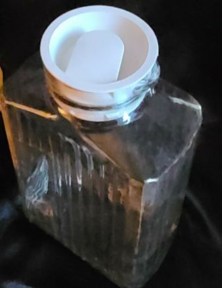 Vintage Anchor Hocking Refrigerator Jar Pitcher Clear Ridged Glass With Lid