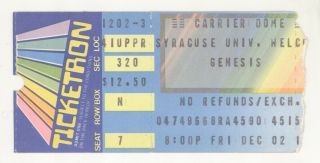 Rare Genesis 12/2/83 Syracuse Ny Carrier Dome Concert Ticket Stub
