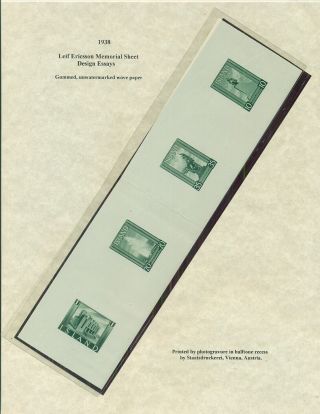 Iceland 1938 Essays For Leif Ericsson Souvenir Sheet (b6) On Gummed,  Wove Paper