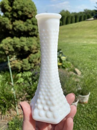 Vintage White Milk Glass Hobnail Bud Vase By Eo Brody Co.  Made In Usa