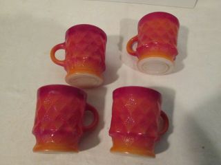 Vintage Fire King Burnt Orange / Red / White Coffee Mugs Set Of 4