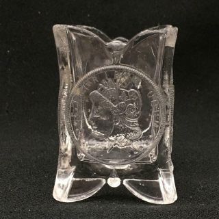 Eapg U.  S.  Glass Coin Toothpick Holder Or Match Spill Vase