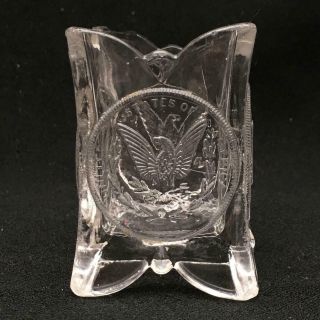 EAPG U.  S.  Glass Coin Toothpick Holder Or Match Spill Vase 2