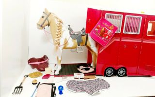 Our Generation Mane Attraction Horse Trailer With Accessories And Horse