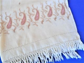 ANTIQUE Hand Embroidery PAISLEY KASHMIR lap Shawl As - Is Cutters pre 1920 ' s era 2