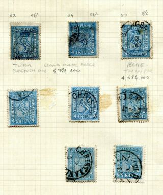 Norway.  1863/1868 " Skill " Stamps.  Old Time Selection Of 31 Scarce Shades/papers: