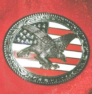 Usa.  Two Belt Buckles.  Patriotic Vintage/3d Flying Eagle/veterans Of Foreign Wars