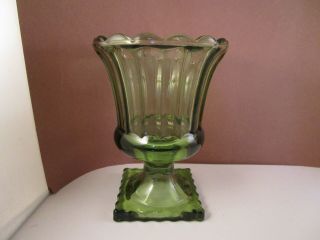 Vintage Hazel Atlas Continental Can Co Green Glass Flower Vase Urn