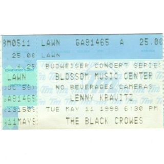 Lenny Kravitz & The Black Crowes Concert Ticket Stub Cleveland 5/11/99 Blossom