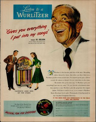 1948 Wurlitzer Juke Box Couple Dancing Music Vintage Print Ad 1450
