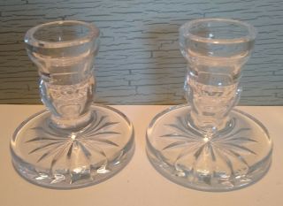 Waterford Crystal Candlesticks Candle Holders Vintage Pair Blarney Signed