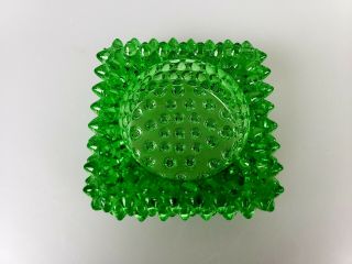 Fenton Hobnail Sm Square Votive Candle Holder Emerald Green 3 " X 3 "