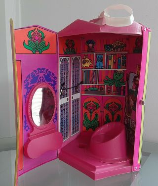 Vintage 1965 Barbie & Francie Dressing Room Case With Chair Mirror Handle Strap