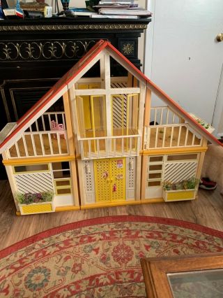 Vtg 1978 Yellow Mattel Barbie Doll Dream House A Frame Almost Complete