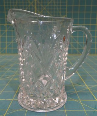 Vintage Eapg Clear Pressed Glass Diamond Pineapple Mini Pitcher Creamer 5 - 1/8 " H