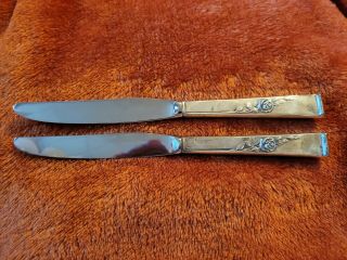 Pair (2) Reed & Barton Classic Rose Sterling Silver Knives 9 "