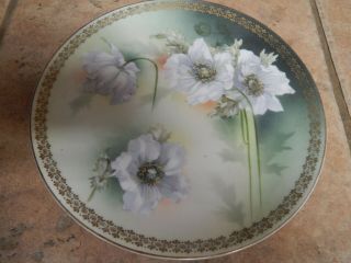 Antique R S Germany Hp [ Porcelain Art Nouveau White Poppy Design Plate