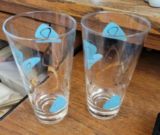 Vintage Federal Boomerang Atomic Glass Tumblers - Turquoise/Gold - Set of 2 2