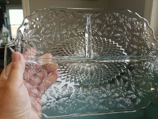 Vintage Clear Glass 3 Section Divided Candy Dish Relish Tray,  Plate,  Kitchen