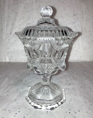 Vintage Clear Cut Glass Bowls Candy Dish Embossed With Lid