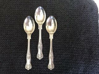 3 Demitasse Sheffield Silver Plate Spoons Kings Pattern