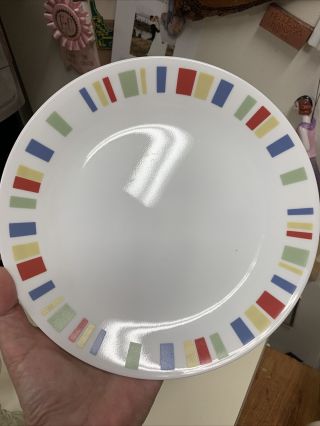 1 Corelle Memphis 8 - 1/2 " Salad Plate Red Blue Yellow Green Stripes