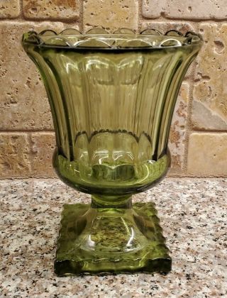 Vintage Green Heavy Glass Candle Holder,  Candy Dish,  Planter,  Vase