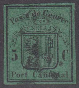 Switzerland Geneva 1848 Cantonal Sc 2l4 Top Value Forgery Black Cancel (cv$3000)