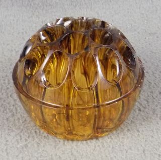 Art Deco Davidson Glass Flower Frog - 3.  1/2 Inch - Amber - 19 Holes - 7830/1910