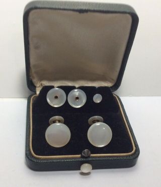 Vintage Set Of Faux Pearl French Cuff Links / Studs / Buttons