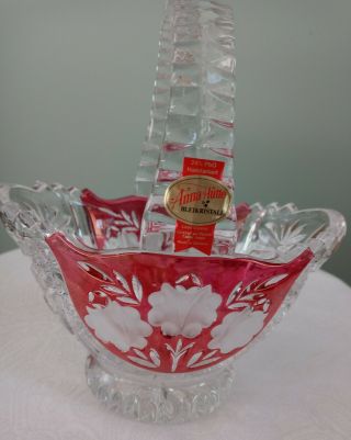Vintage Anna Hutte Bleikristall - Lead Crystal Ruby Basket Made In Germany