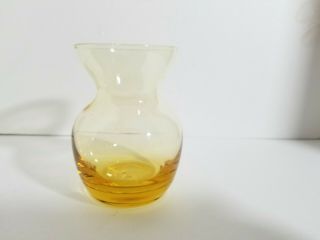Vintage Amber Hand Blown Vase.  Small At 3 " X 2 1/2