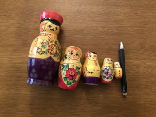 90’s 5 - Pc Russian Matryoshka Nesting Dolls Hand Painted