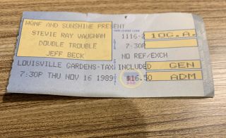 Rare Stevie Ray Vaughan Double Trouble Jeff Beck Nov 1989 Concert Ticket Stub